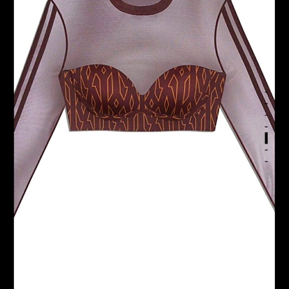 ICY PARK MONOGRAM CROP TOP AND SHEER PANELING.